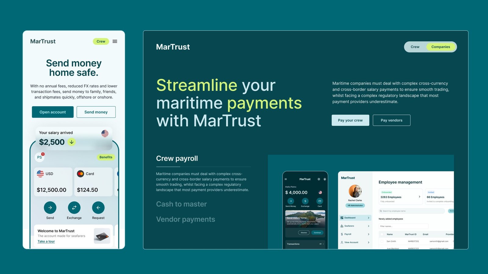 MarTrust crew and company marketing pages